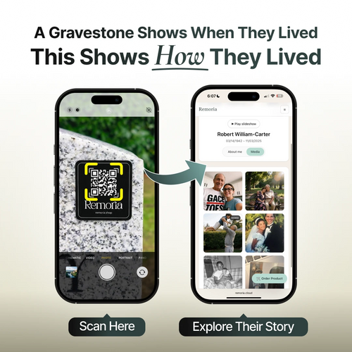 Memorial QR Tile - Lifetime Memory Portal for Gravestones