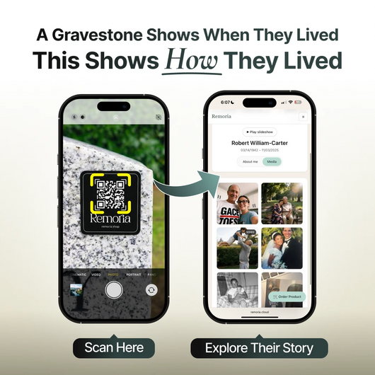 Memorial QR Tile - Lifetime Memory Portal for Gravestones